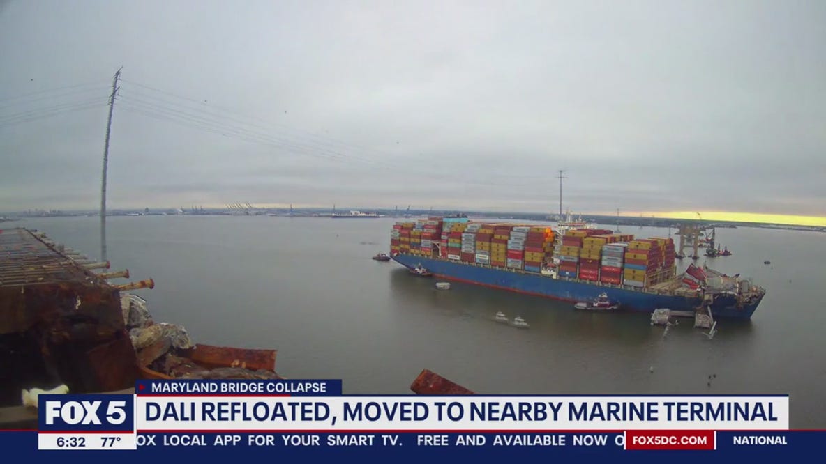 Dali cargo ship refloated, moved to nearby marine terminal